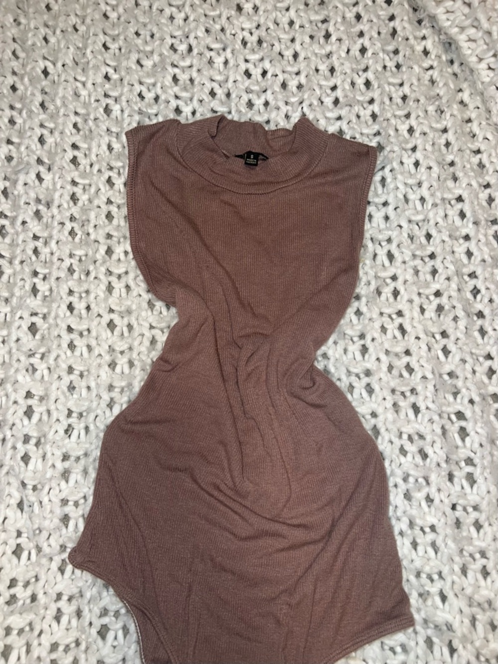 Grana Sleeveless Mock Neck Ribbed Bodysuit - Mauve Brown